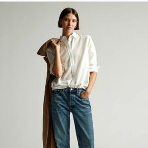 Everlane Shirt Womens White Button Silky Cotton Relaxed Long Must Have
